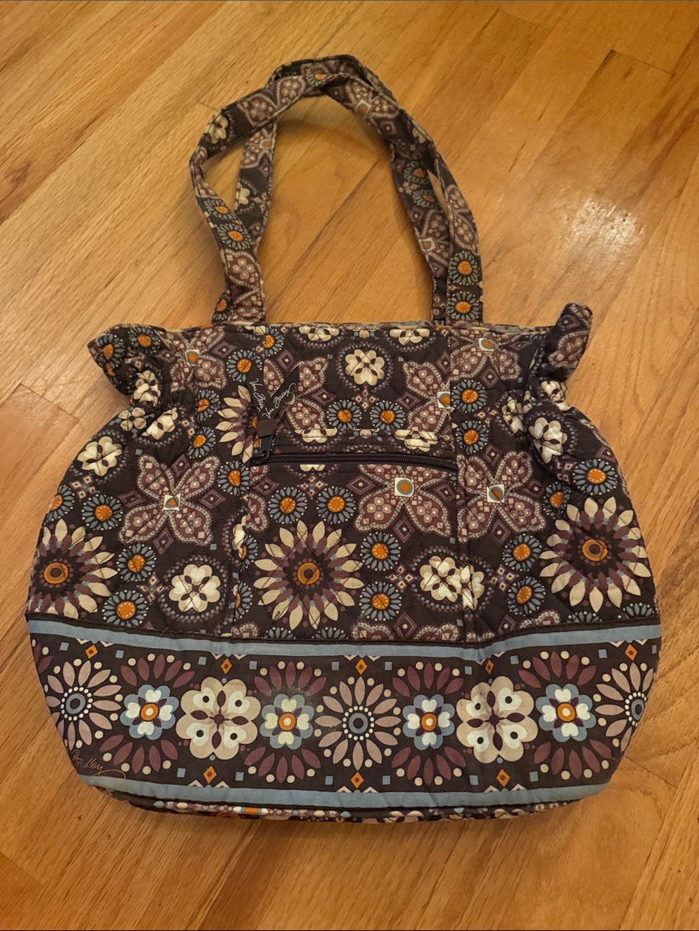 Vera Bradley Purple and Brown Quilted Floral Tote